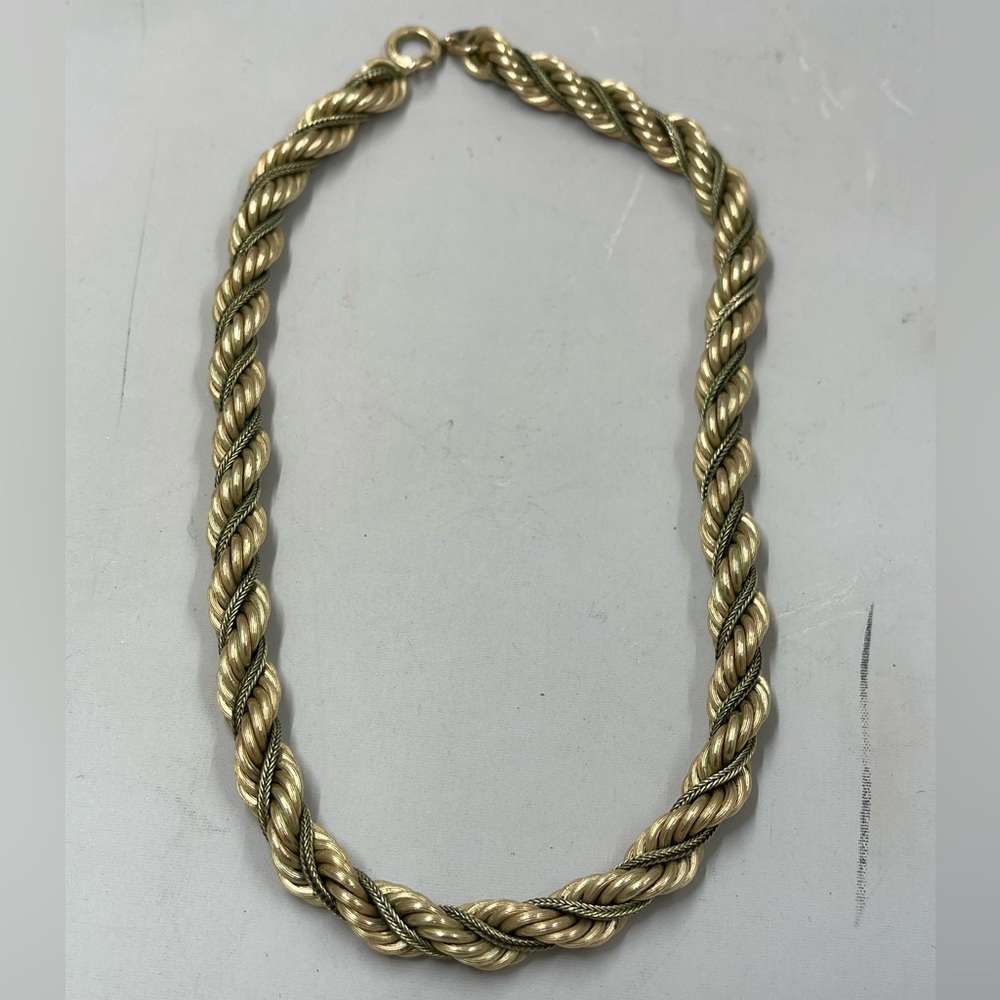Victorian 12k Gold Filled Necklace Braided Twisted Necklace Rope Chain Antique
